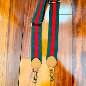 Designer inspired green and red crossbody handbag strap